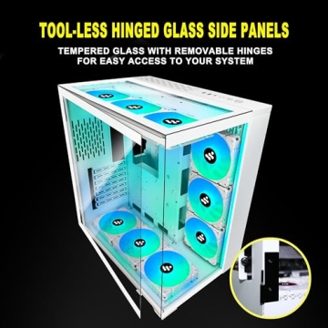 KEDIERS PC Case Pre-Install 9 ARGB Fans, ATX Mid Tower Gaming Case with Opening Tempered Glass Side Panel Door Desktop Computer Case