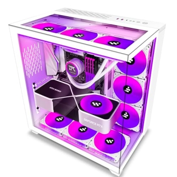 KEDIERS PC Case Pre-Install 9 ARGB Fans, ATX Mid Tower Gaming Case with Opening Tempered Glass Side Panel Door Desktop Computer Case