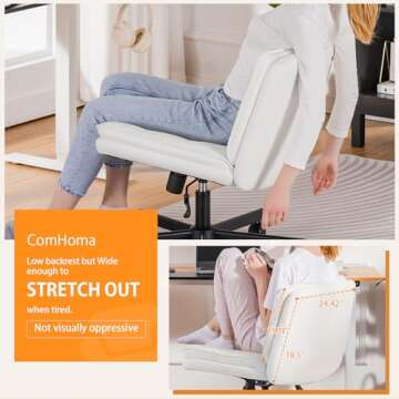 COMHOMA Criss Cross Chair with Wheels, Armless Wide Cross Legged Office Chair Mid Back, Modern Home Office Desk Chair Swivel Adjustable Vanity Computer Chair, Beige