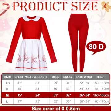 Seematn 5 Pcs Christmas Elf Costume for Women Red Santa Elf Helper Snowflakes Dress Outfit Gloves Ha...