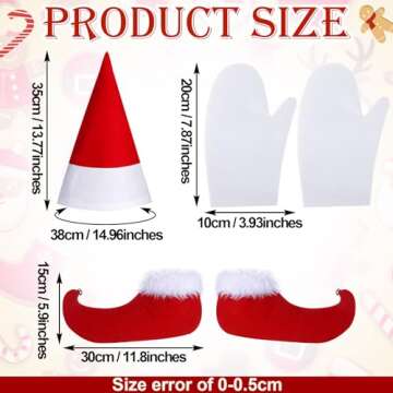 Seematn 5 Pcs Christmas Elf Costume for Women Red Santa Elf Helper Snowflakes Dress Outfit Gloves Hat Leggings Elf Shoes(Women, Medium)