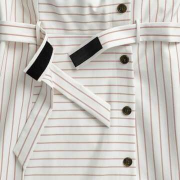 Tommy Hilfiger Women's Adaptive Striped Button Down Dress with Hook and Loop Closures, White/Multi, 4