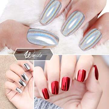 Nail Powder Wenida 8 Colors 1g/Jar Holographic Chrome Mirror Laser Synthetic Resin Pigment Manicure Art Decoration With 8pcs Eyeshadow Sticks