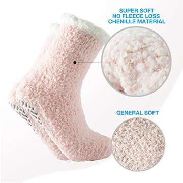 Bulinlulu Fuzzy Socks With Grips for Women,7 Pairs Non Slip Hospital Socks Sleep Warm Fluffy Socks Non-Skid Thick Slipper Socks with Grippers(Blue/Dark Grey/Brown/Purple/Pink/Green/White)