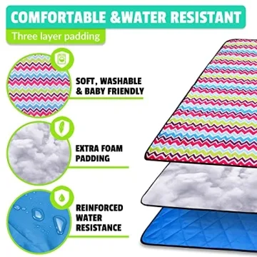 Roebury Beach Blanket Sand Proof & Outdoor Picnic Blanket - Water Resistant, Large Mat for Camping or Travel. Washable, Foldable, Easy Carry Compact Tote Bag (Wave Design)