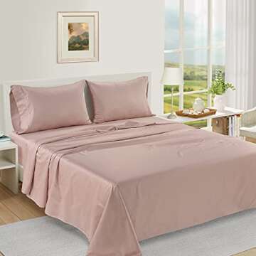 LANE LINEN Luxury 100% Egyptian Cotton Bed Sheets - 1000 Thread Count 4-Piece Sepia Rose King Set Be...