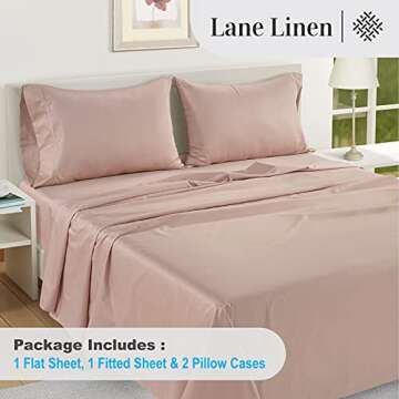LANE LINEN Luxury 100% Egyptian Cotton Bed Sheets - 1000 Thread Count 4-Piece Sepia Rose King Set Bedding Sateen Weave 16" Deep Pocket (Fits Upto 17" Mattress)
