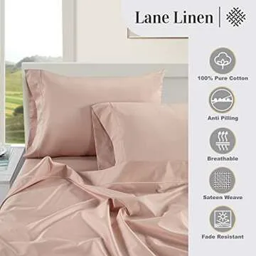 LANE LINEN Luxury 100% Egyptian Cotton Bed Sheets - 1000 Thread Count 4-Piece Sepia Rose King Set Bedding Sateen Weave 16" Deep Pocket (Fits Upto 17" Mattress)