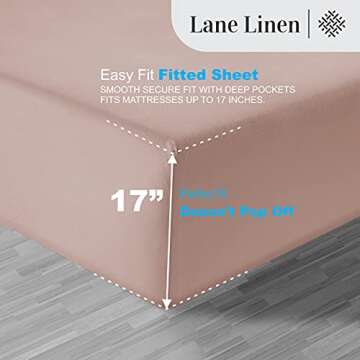 LANE LINEN Luxury 100% Egyptian Cotton Bed Sheets - 1000 Thread Count 4-Piece Sepia Rose King Set Bedding Sateen Weave 16" Deep Pocket (Fits Upto 17" Mattress)