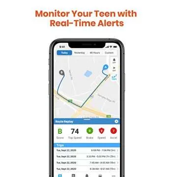 MOTOsafety OBD GPS Car Tracker, Hidden Vehicle Tracker and Monitoring System with Real Time Location GPS Reports, For Auto, Adults, Fleet, Parents, Teen, Elderly, 4G with Phone App