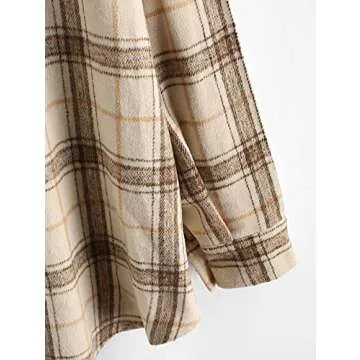 ZAFUL Women's Casual Plaid Button Down Jacket