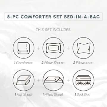 Elegant Comfort 8-Piece Pinch Pleated Comforter Set - All Season Complete Bed in a Bag, Includes 4pc...
