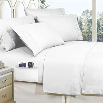 Elegant Comfort 8-Piece Pinch Pleated Comforter Set - All Season Complete Bed in a Bag, Includes 4pc Smart Sheet Set, Bed Skirt, Comforter, Matching Pillowcases and Shams, Full/Queen, White