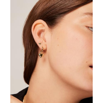 PAVOI Heart Huggie Hoop Earrings - Dainty Gold Plated Charm