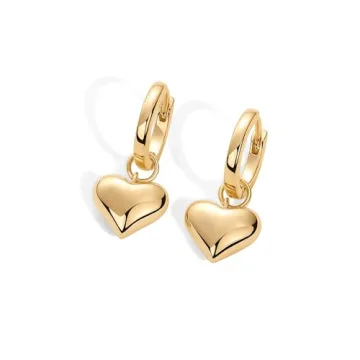 PAVOI Heart Huggie Hoop Earrings - Dainty Gold Plated Charm