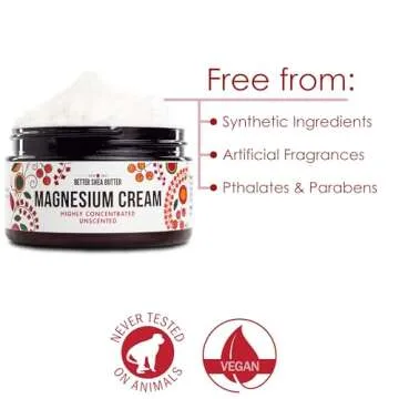 Magnesium Good Night Cream | Relieves Muscle Tension and Leg Cramps | Night Lotion Safe for Pregnancy, Kids and Babies | Organic and Natural Ingredients| Vegan, US made | (Unscented)