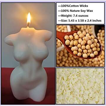 dongtao Female Body Candle, Figure Shaped Torso Candle,3D epoxy Mannequin Modern Chic Decoration in Bohemian Style, can be Used for Home (Big), White, Large