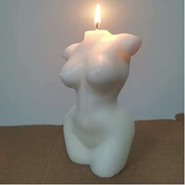 dongtao Female Body Candle, Figure Shaped Torso Candle,3D epoxy Mannequin Modern Chic Decoration in Bohemian Style, can be Used for Home (Big), White, Large