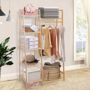 Ufine Bamboo 7-Tier Garment Rack Heavy Duty Storage