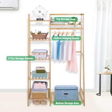 Ufine Bamboo 7-Tier Garment Rack Heavy Duty Storage
