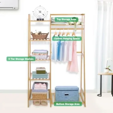 Ufine Bamboo 7-Tier Garment Rack Heavy Duty Storage