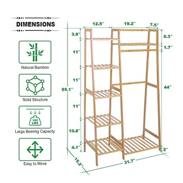 Ufine Bamboo 7-Tier Garment Rack Heavy Duty Storage