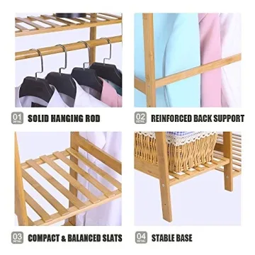 Ufine Bamboo 7-Tier Garment Rack Heavy Duty Storage