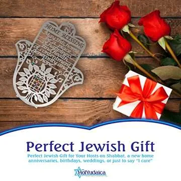 Metal Laser Cut 18CM Hamsa hand Wall Decor Evil Eye Charm Protection, Tree Of Blessings & Priestly Breastplate Stones of The Choshen Design Amulet Home/Business Good Luck Charms, English Home Blessing