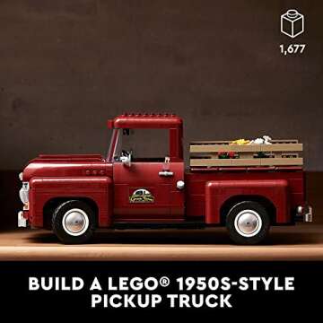LEGO Icons Pickup Truck 10290 Building Set for Adults, Vintage 1950s Model with Seasonal Display Acc...