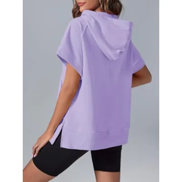 Chic Fisoew Womens Oversized Half Zip Hoodie in Violet
