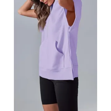 Chic Fisoew Womens Oversized Half Zip Hoodie in Violet