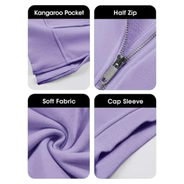 Chic Fisoew Womens Oversized Half Zip Hoodie in Violet