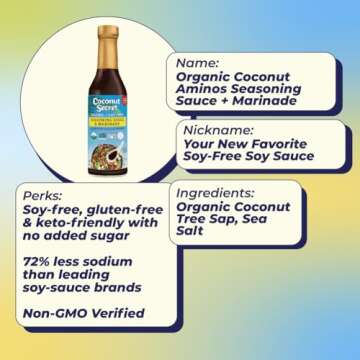 Coconut Secret Coconut Aminos - 8 fl oz - Low Sodium Soy Sauce Alternative, Low-Glycemic - Organic, Vegan, Non-GMO, Gluten-Free, Kosher - Keto, Paleo, Whole 30 - 48 Servings