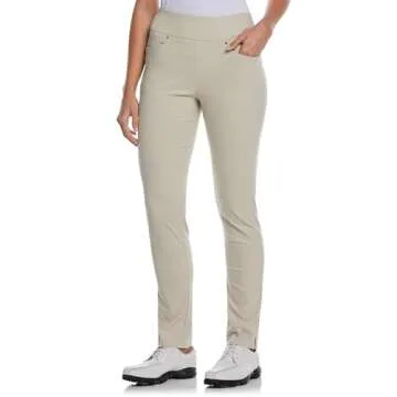 PGA TOUR Women's Regular Pull-on Golf Pant with Tummy Control (Size X-Small-XX-Large), Silver Lining