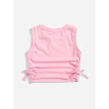 Milumia Girl's Stylish Ruched Knot Side Crop Tank Top in Light Pink for Age 6