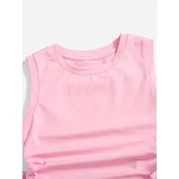 Milumia Girl's Ruched Knot Side Sleeveless Crop Tank Top