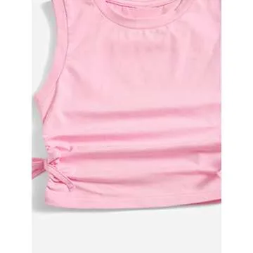 Milumia Girl's Ruched Knot Side Sleeveless Crop Tank Top