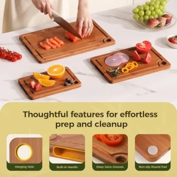 Bamboo Cutting Board Set - 3-Piece Kitchen Essential