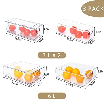 MineSign Stackable Fridge Organizer Set of 3 Bins