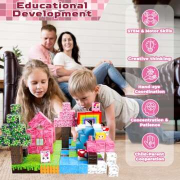 Annexfun Magnetic Blocks - 100PCS Magnetic Building Blocks Unicorn Magnetic Cubes - Magnetic Toys for Montessori Toddler Christmas Birthday Gifts - STEM Sensory Toys for 3 4 9 10 Year Old Girl