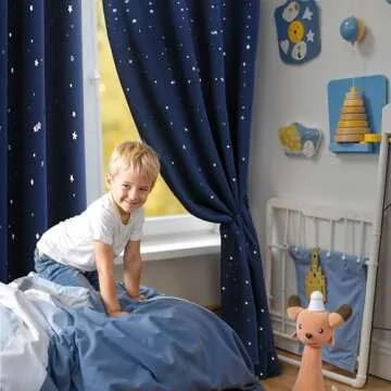 BGment Kids Blackout Curtains - Set of 2 Panels with Star Pattern, Thermal Insulated Grommet Drapes