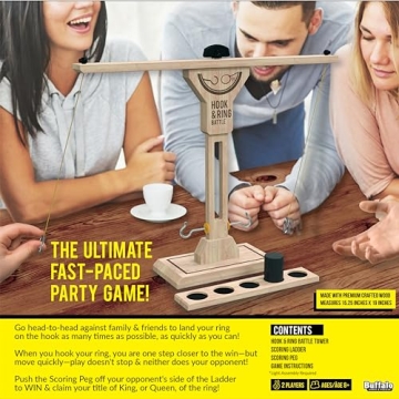 Buffalo Games - Hook and Ring Battle - Ultimate Fast Paced Party Game - Head to Head Game of Skill - Great Addition to Game Party - Bar Game - Ages 8 and Up