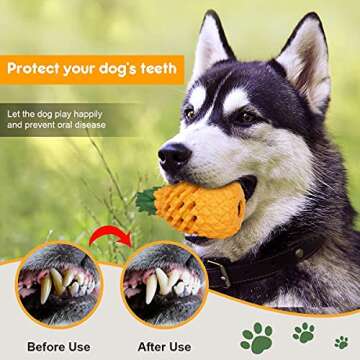 FAIRWIN Dog Chew Toys for Aggressive Chewers Large Breed Lifetime Replacement Indestructible Bite-Resistant Tough Treat Dispensing Dog Toys for Boredom Food Grade Pineapple Teething Toy