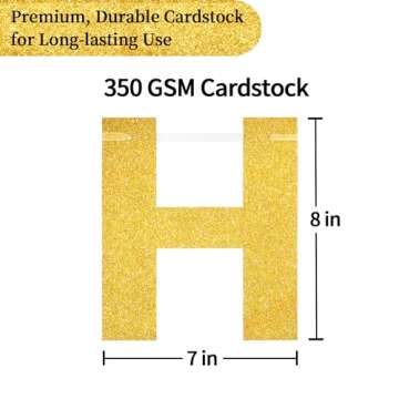 LITAUS Happy Birthday Banner 9ft Gold Glitter - Pre-Strung No DIY Backdrop Sign for Parties, Adults, Kids, Boys & Girls - Reusable Birthday Decorations & Party Supplies