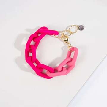 Colorful Summer Chunky Link Bracelets Trendy Minimalist Rainbow Candy Color Resin Link Bracelet Thic...