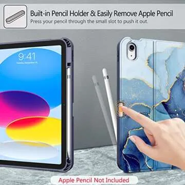 Fintie Keyboard Case for iPad A16 & 10th Gen - Ocean Marble