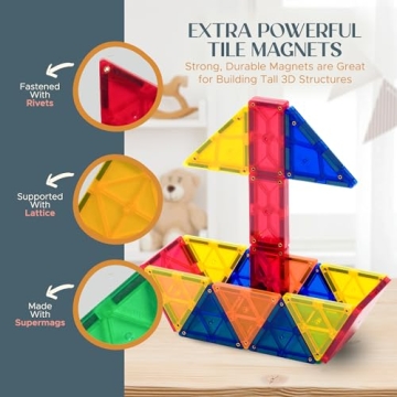 Playmags 100-Piece Magnetic Tiles Set for Kids