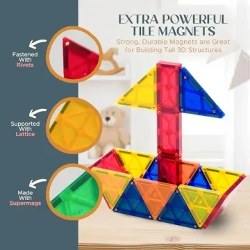 Playmags 100-Piece Magnetic Tiles Set for Kids