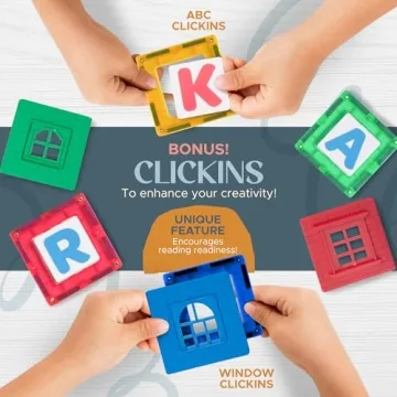 Playmags 100-Piece Magnetic Tiles Set for Kids