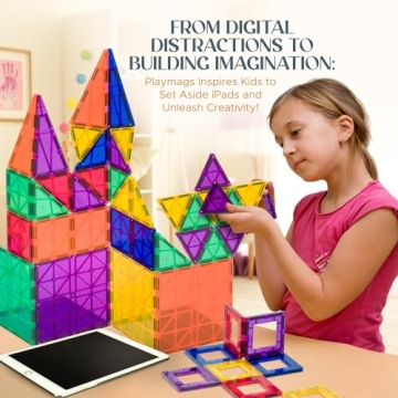 Playmags 100-Piece Magnetic Tiles Set for Kids